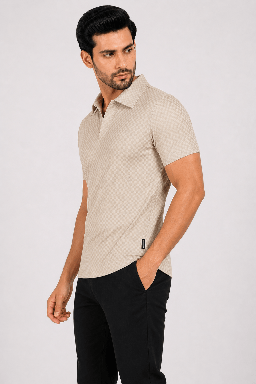 Creamy Polo Shirt - ActiveFlexHalf Sleeves PoloGarderobe Clothing