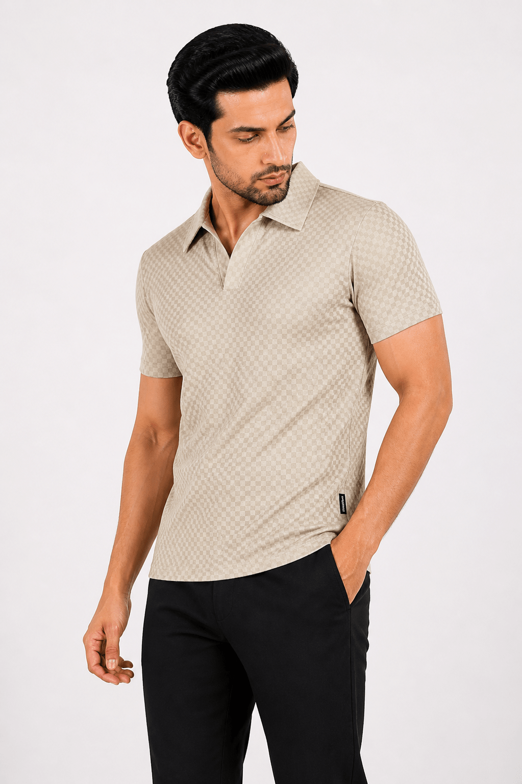 Creamy Polo Shirt - ActiveFlexHalf Sleeves PoloGarderobe Clothing