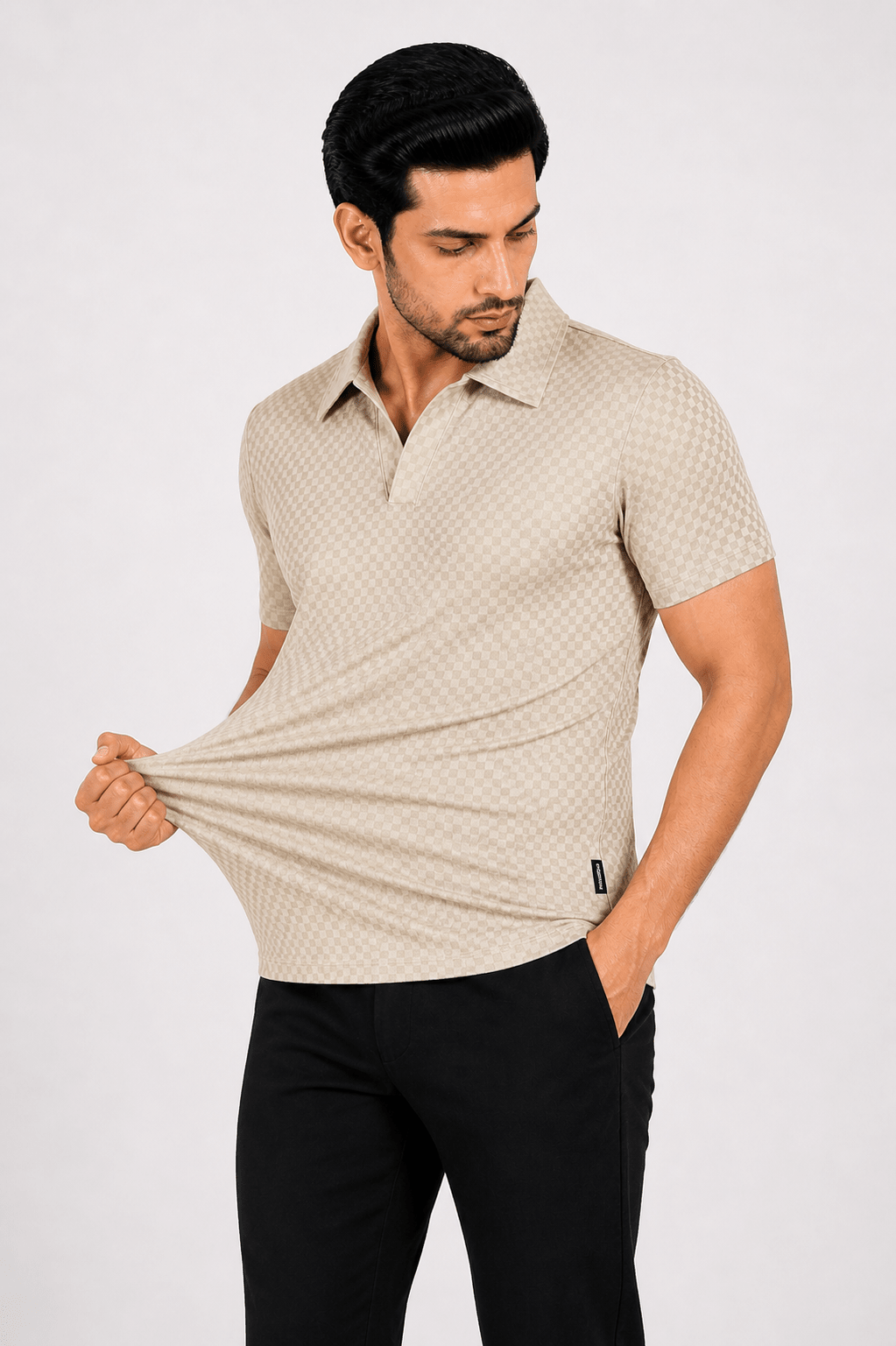 Creamy Polo Shirt - ActiveFlexHalf Sleeves PoloGarderobe Clothing