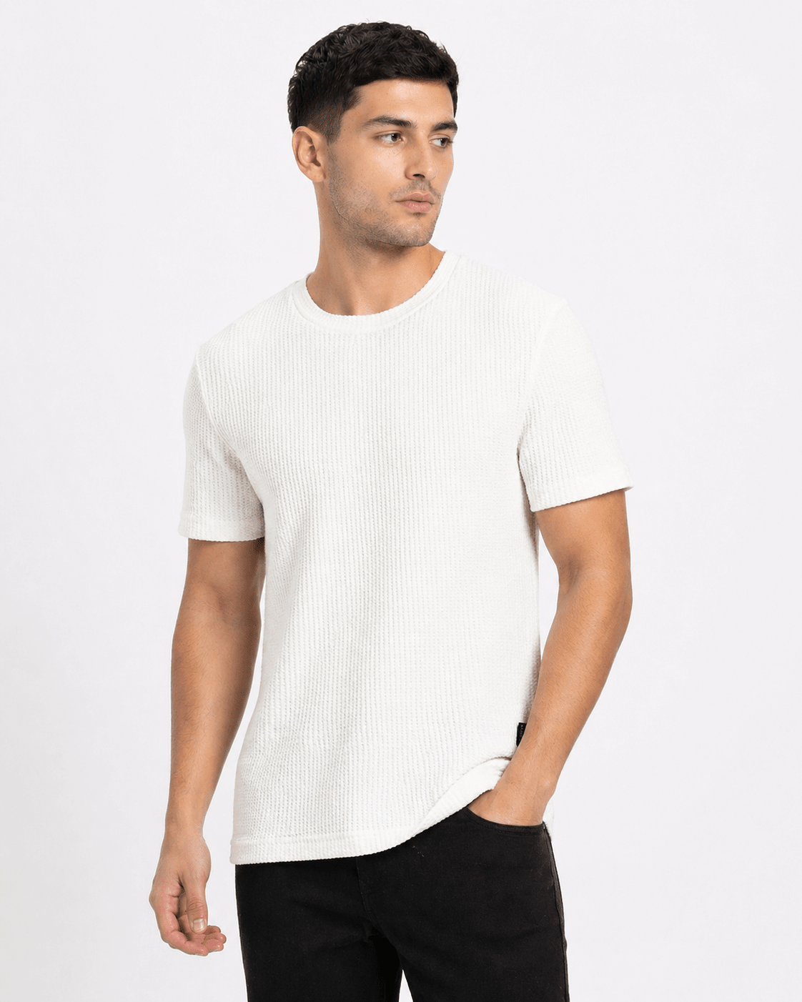 Creamy - Waffle Knit TeeshirtGarderobe Clothing