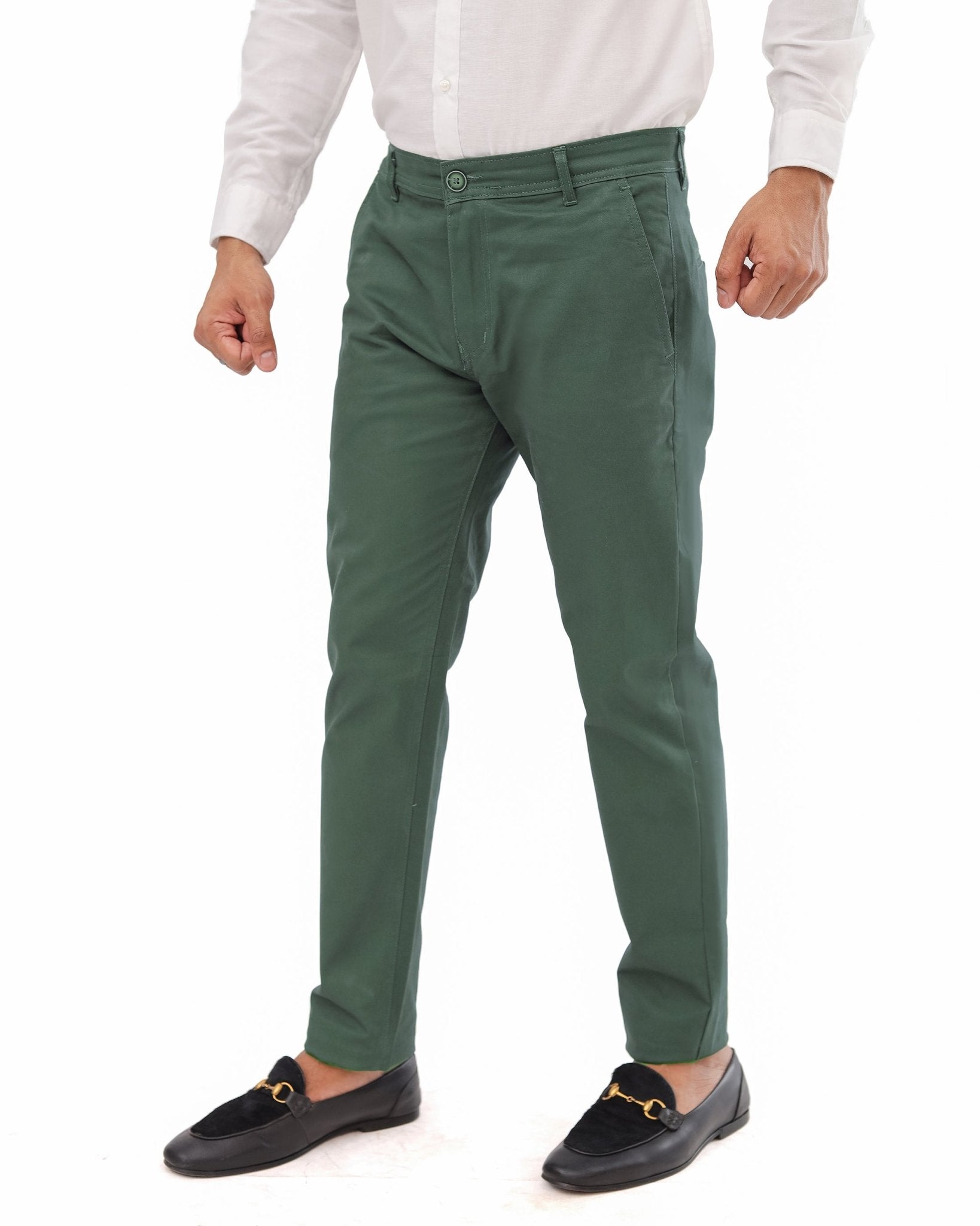 Dark Green cotton pant - Smart FitPantGarderobe Clothing