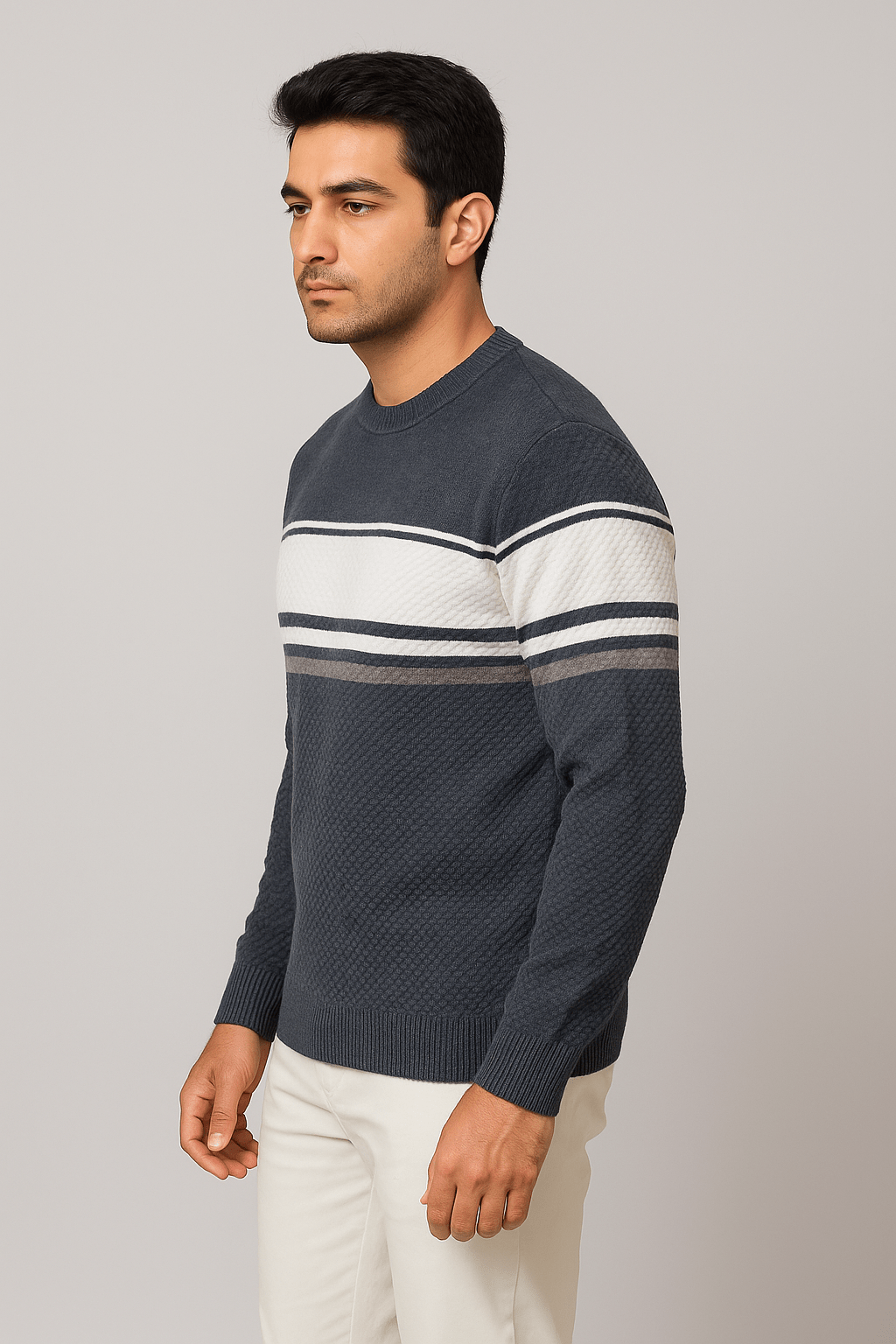 Dark Grey Panel Wool SweatershirtGarderobe Clothing