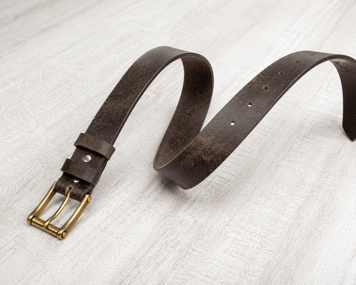 Elegance Dark Brown Leather Beltleather beltGarderobe Clothing