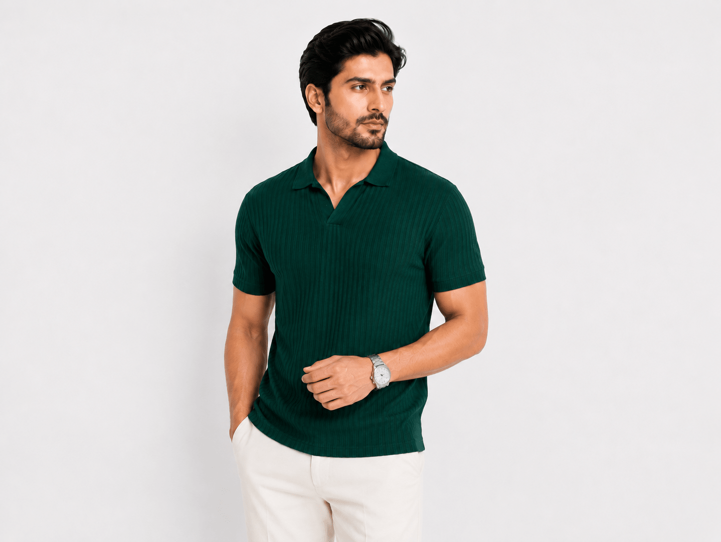Evergreen - Knitted Polo ShirtHalf Sleeves PoloGarderobe Clothing