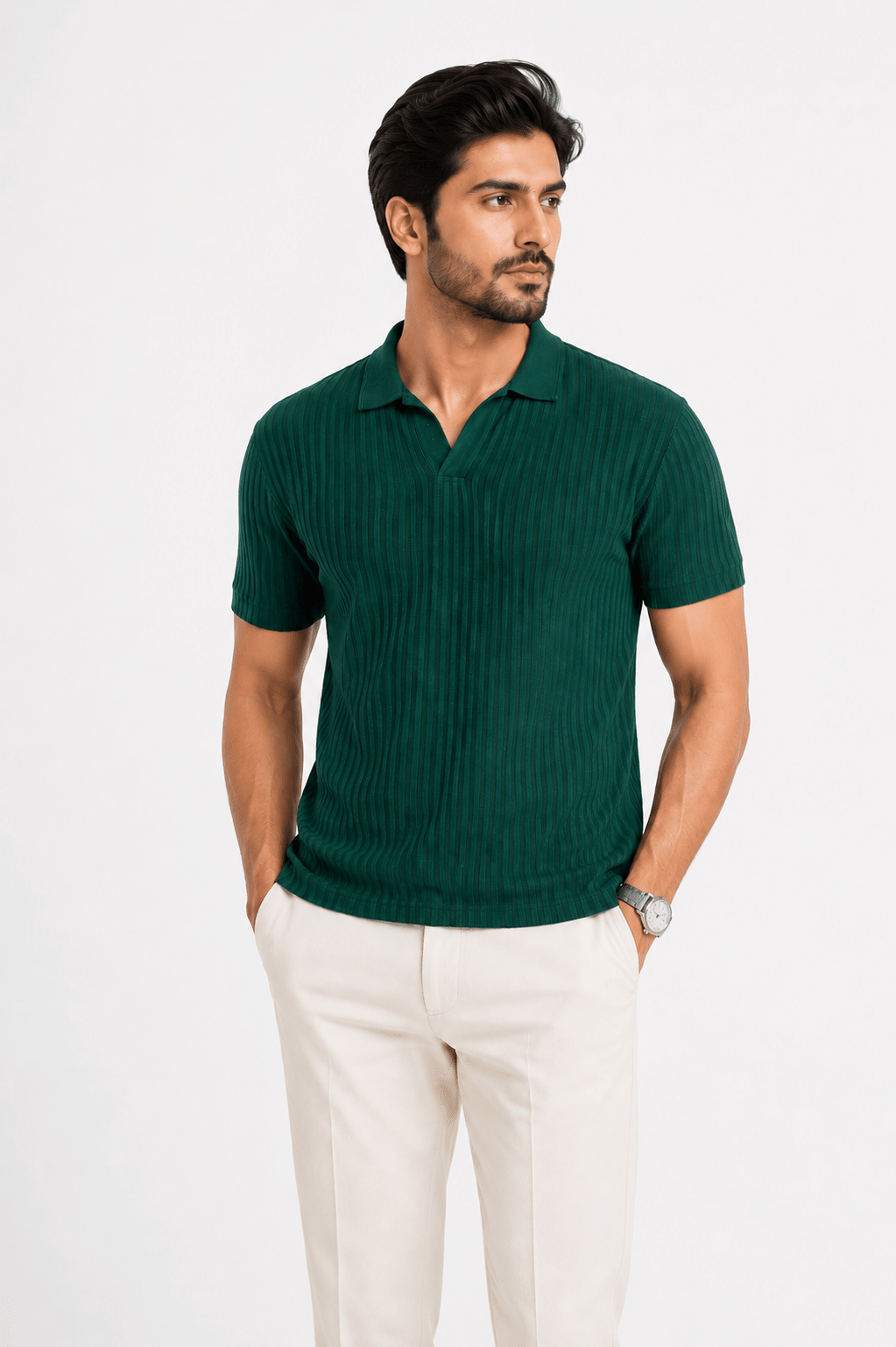 Evergreen - Knitted Polo ShirtHalf Sleeves PoloGarderobe Clothing
