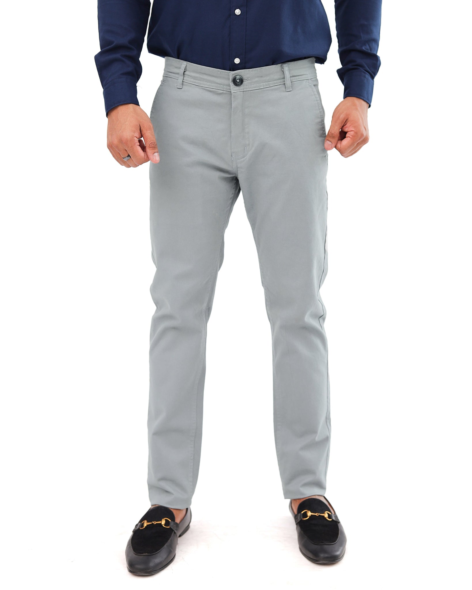 Graphite Tint Cotton Pant - Smart FitPantGarderobe Clothing
