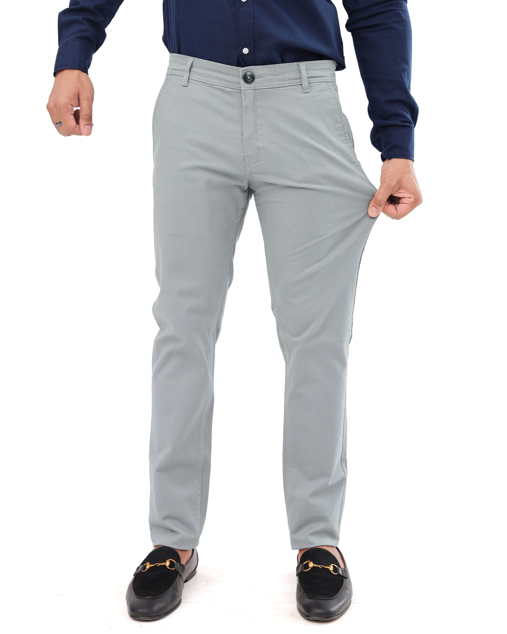 Graphite Tint Cotton Pant - Smart FitPantGarderobe Clothing