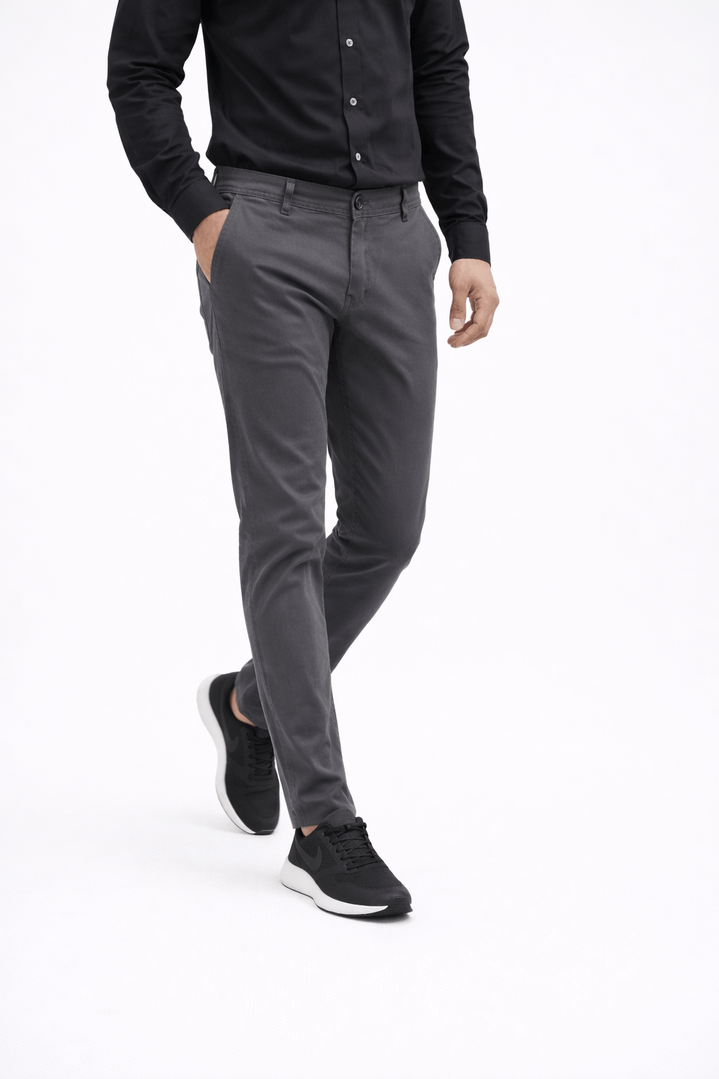Gray Cotton Pant - Smart FitPantGarderobe Clothing
