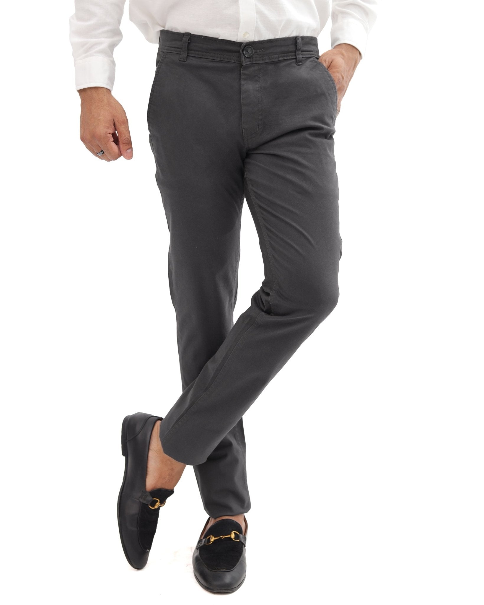 Gray Cotton Pant - Smart FitPantGarderobe Clothing