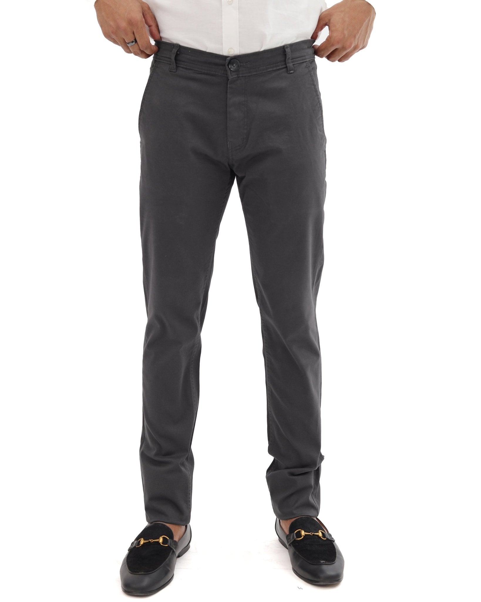 Gray Cotton Pant - Smart FitPantGarderobe Clothing