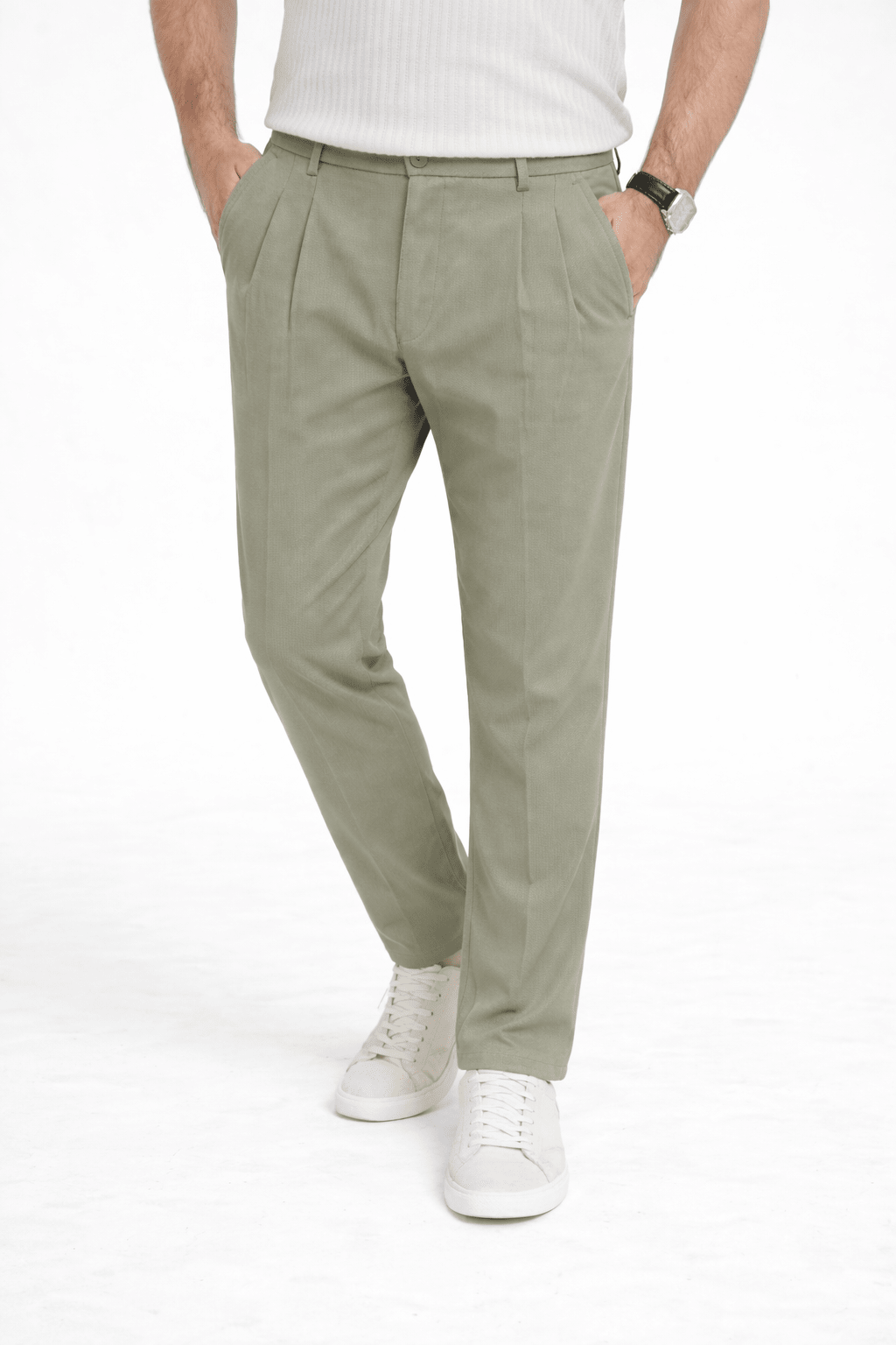 Green Light Pleated Pant - Regular FitPantGarderobe Clothing