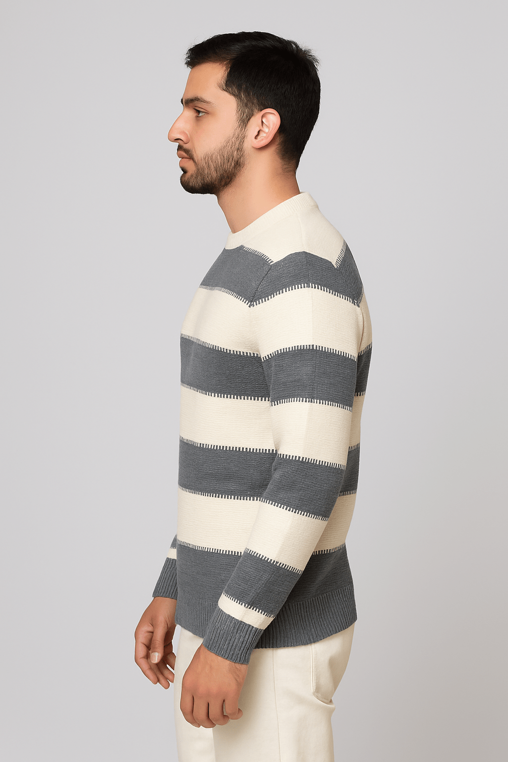 Grey panel Wool SweatershirtGarderobe Clothing