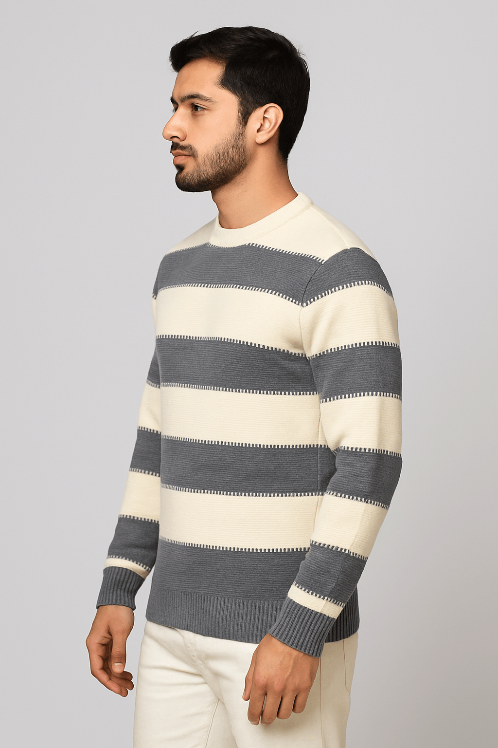 Grey panel Wool SweatershirtGarderobe Clothing