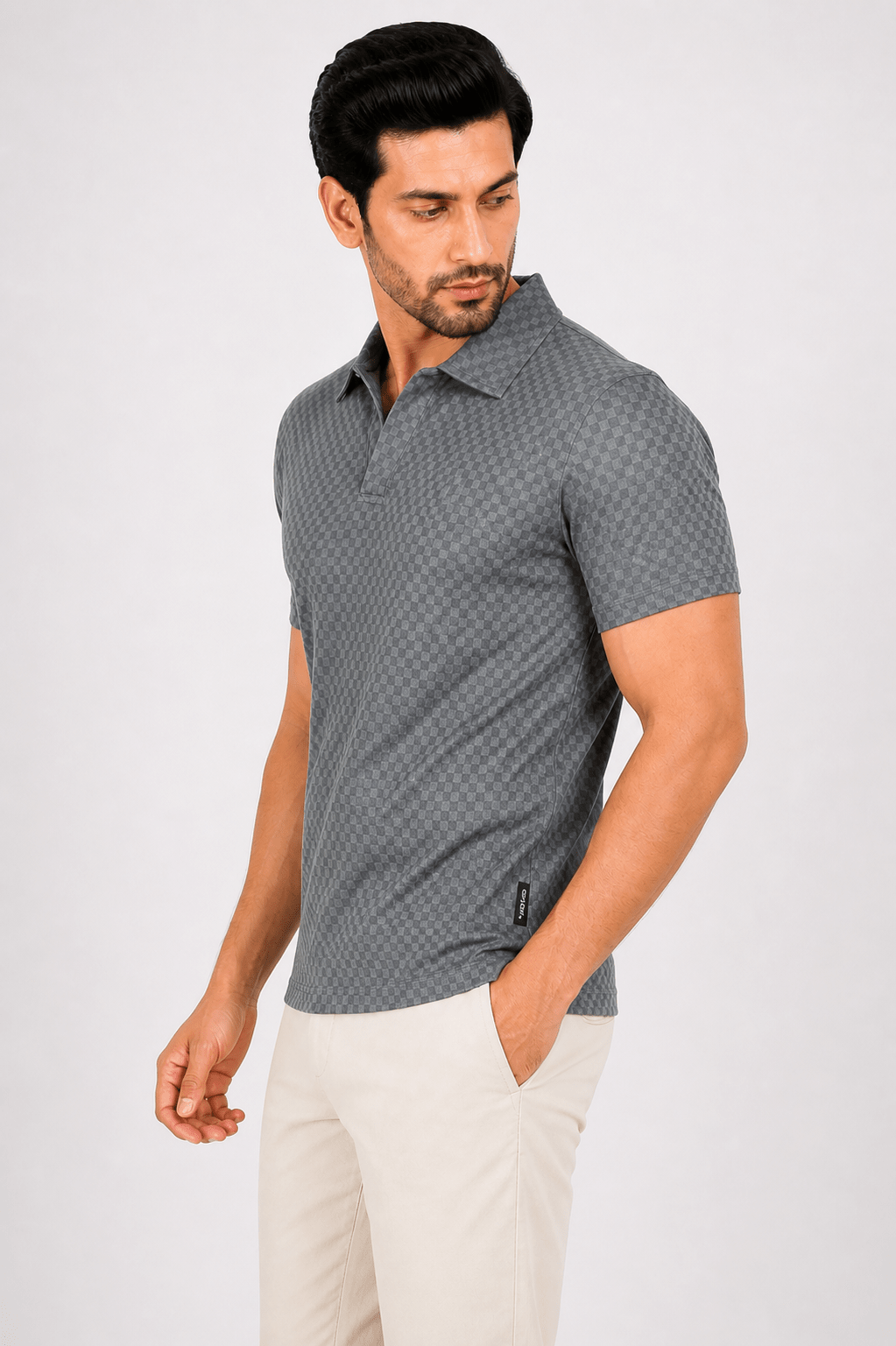 Grey Polo Shirt - ActiveFlexHalf Sleeves PoloGarderobe Clothing