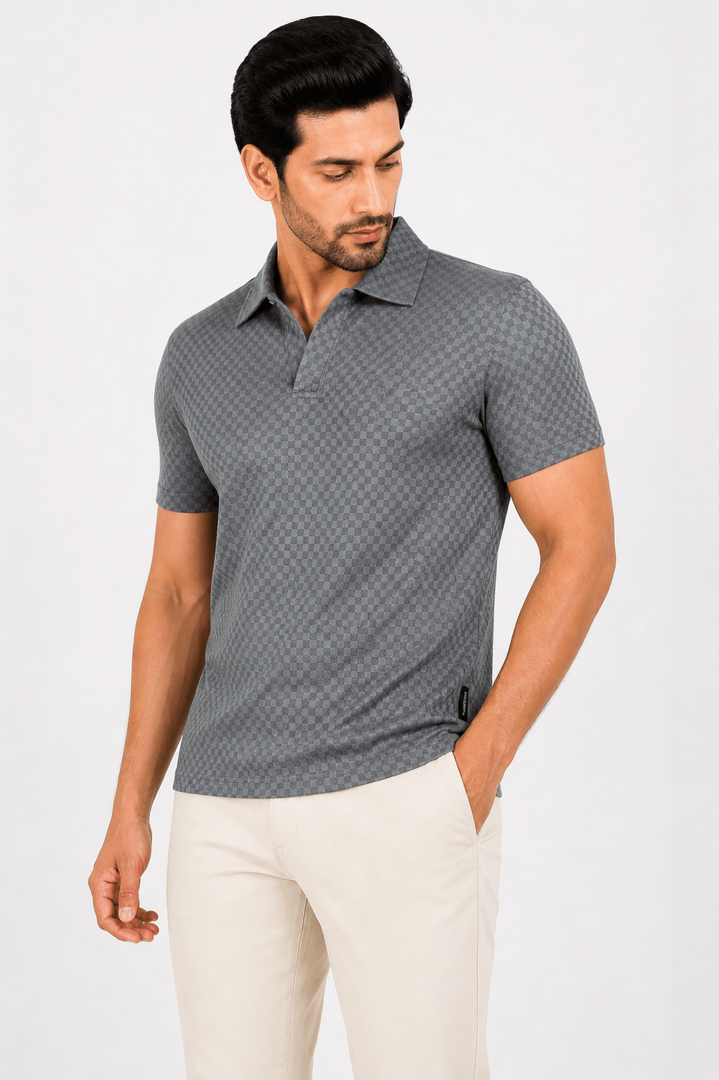 Grey Polo Shirt - ActiveFlexHalf Sleeves PoloGarderobe Clothing