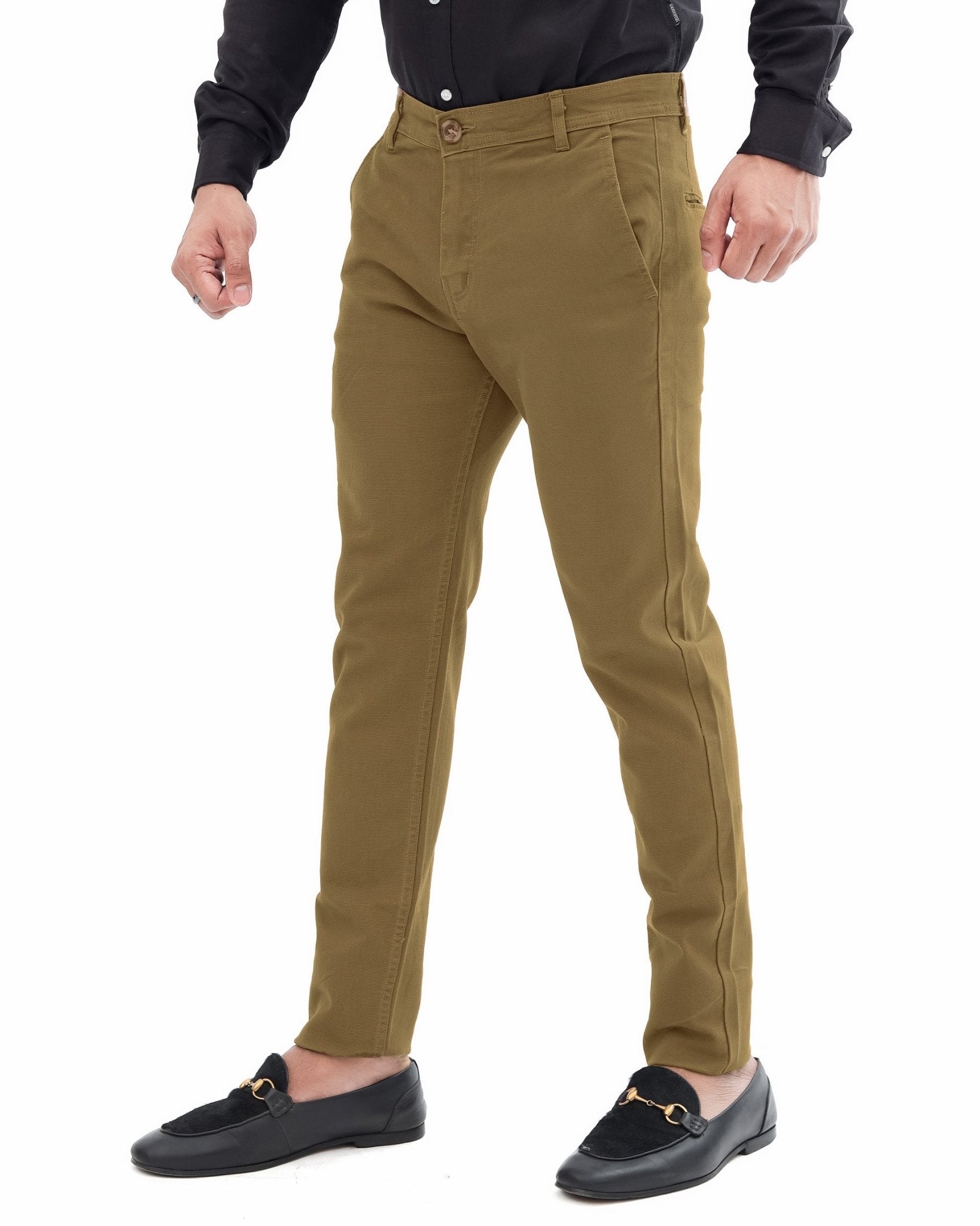 Khaki Brown Cotton Pant - Smart FitPantGarderobe Clothing