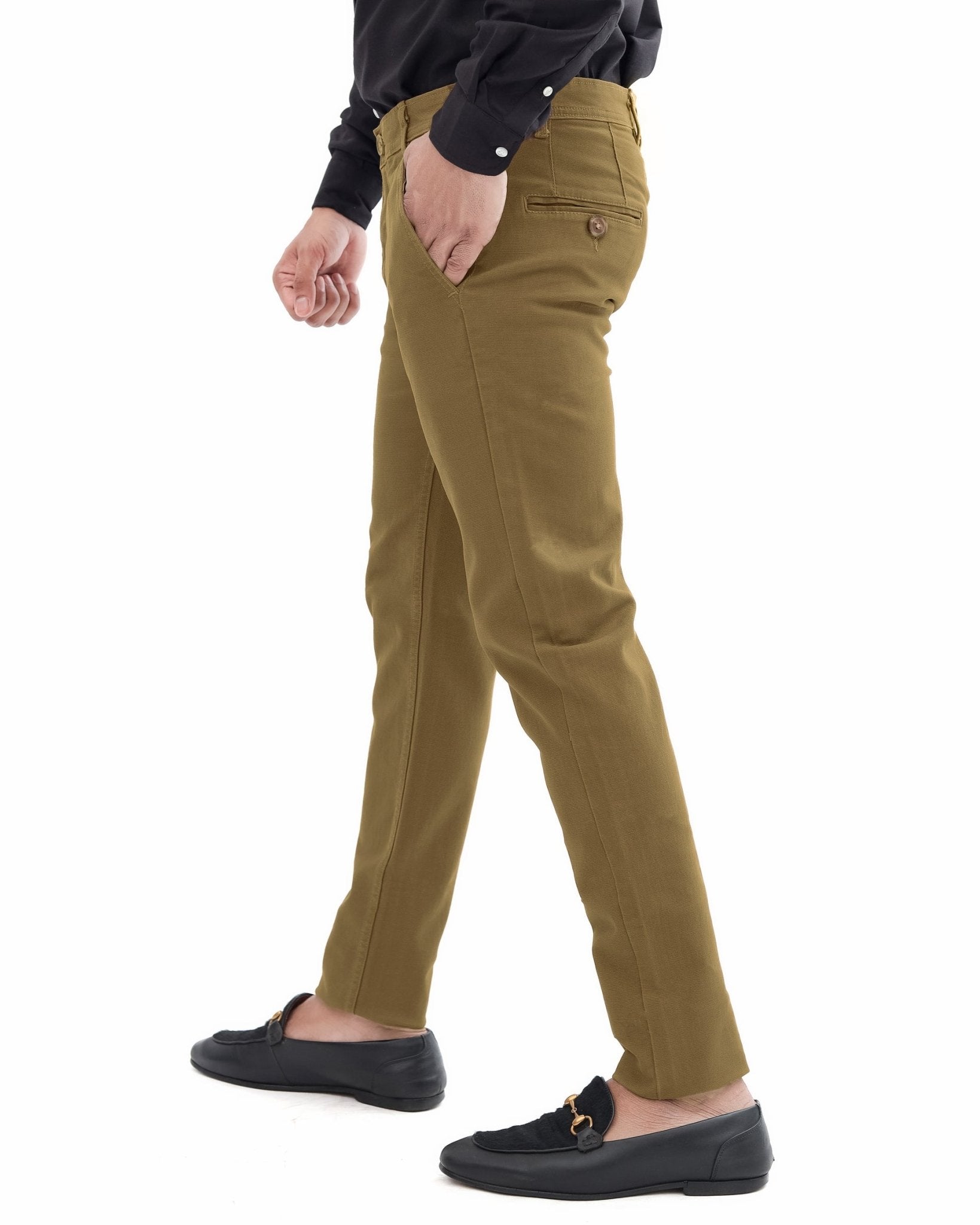 Khaki Brown Cotton Pant - Smart FitPantGarderobe Clothing