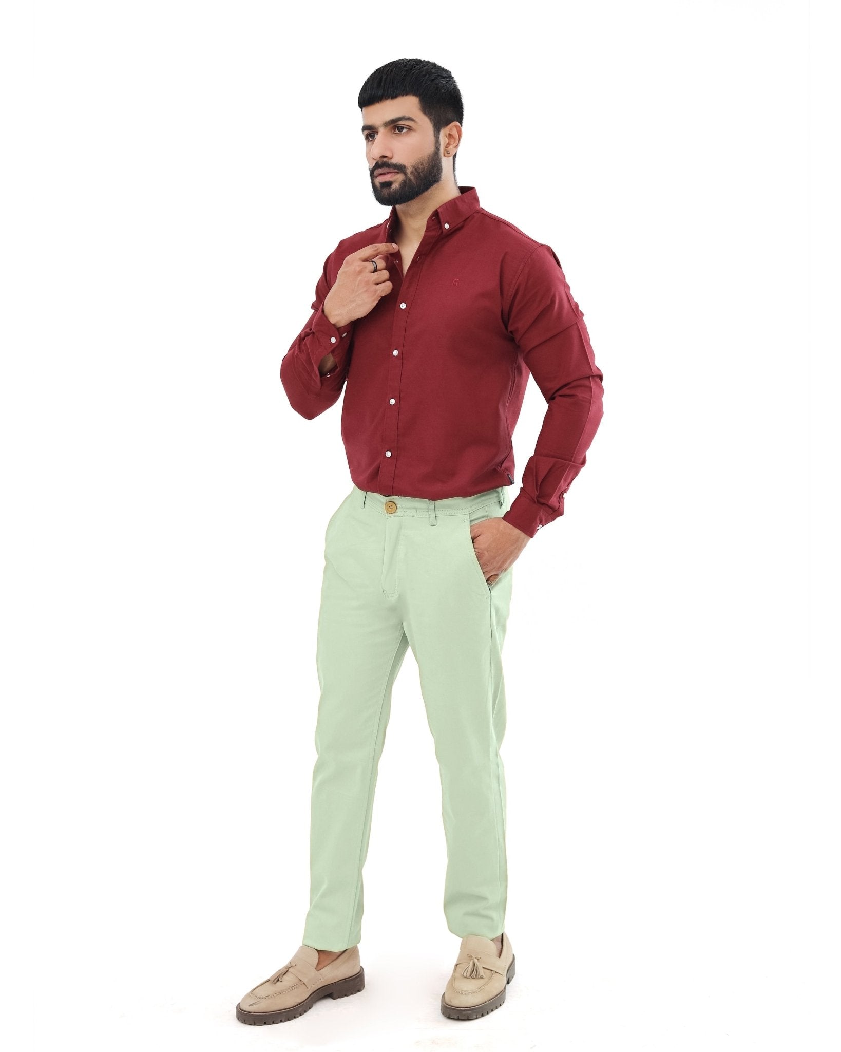 Mint Green Cotton pantPantsGarderobe Clothing