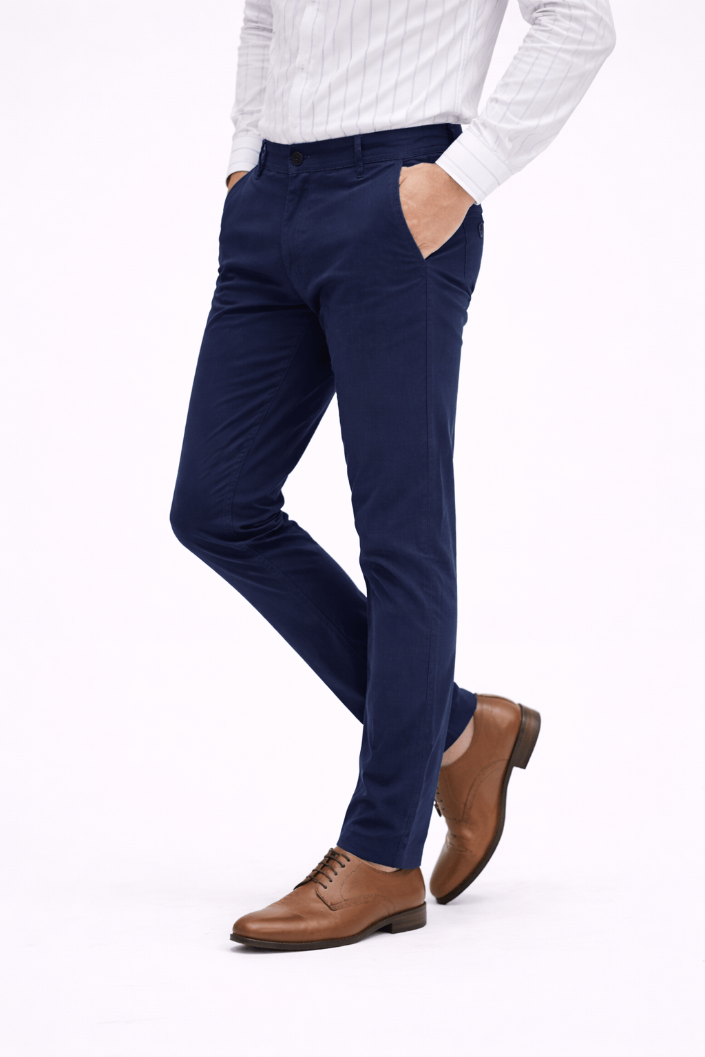 Navy Blue Cotton Pant - Smart FitPantGarderobe Clothing
