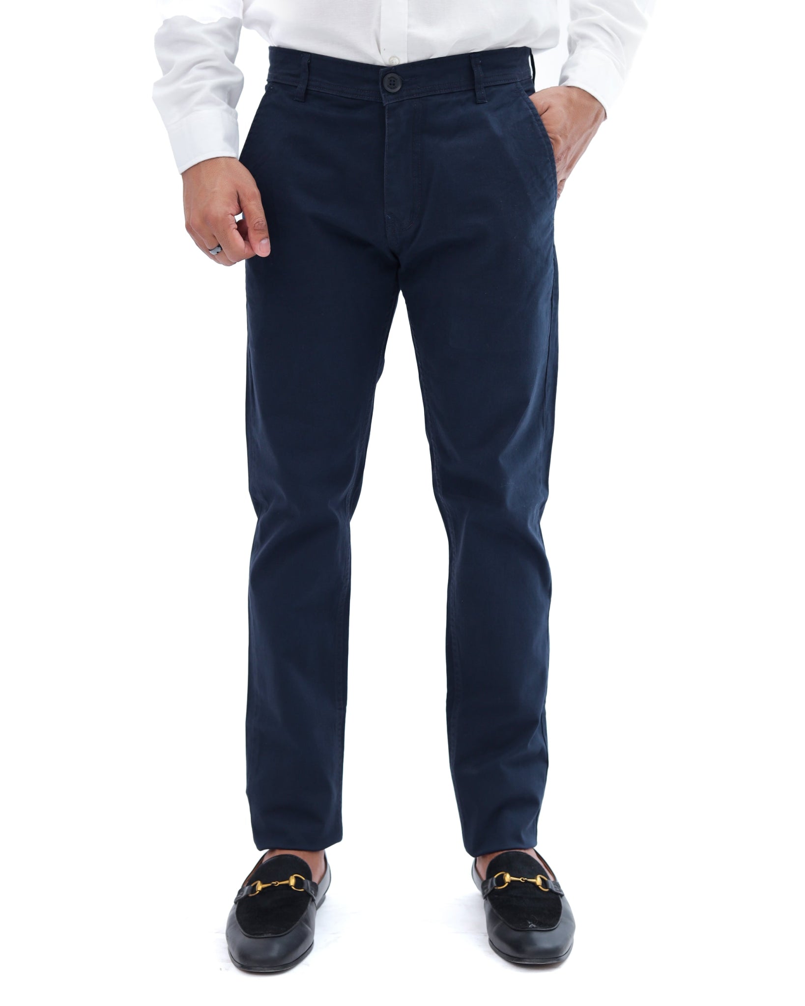Navy Blue Cotton Pant - Smart FitPantGarderobe Clothing