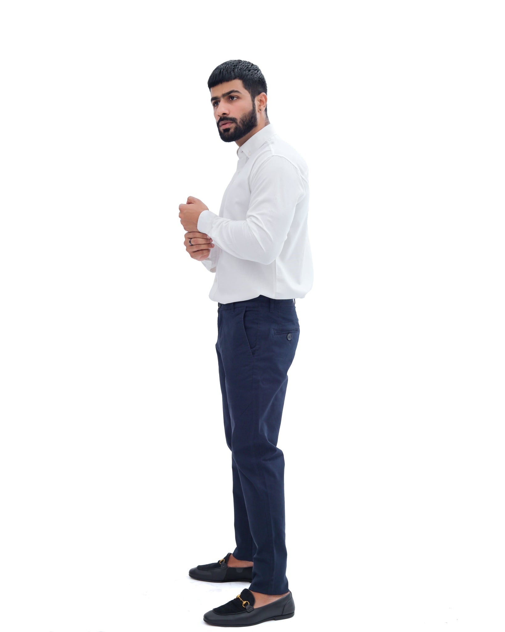 Navy Blue Cotton Pant - Smart FitPantGarderobe Clothing
