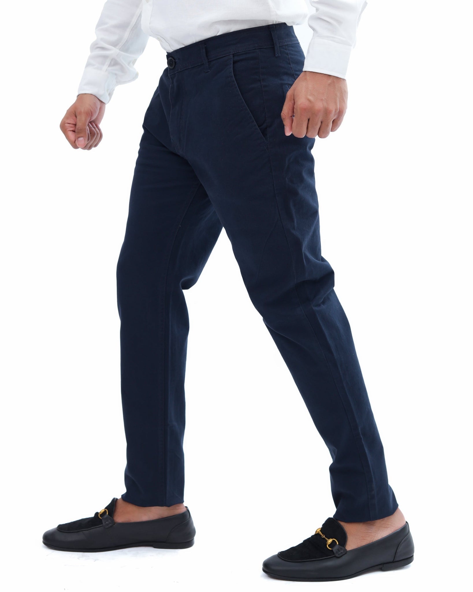 Navy Blue Cotton Pant - Smart FitPantGarderobe Clothing