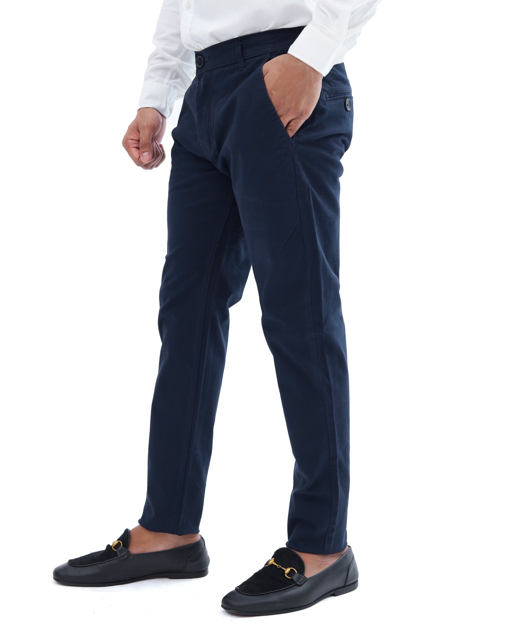 Navy Blue Cotton Pant - Smart FitPantGarderobe Clothing