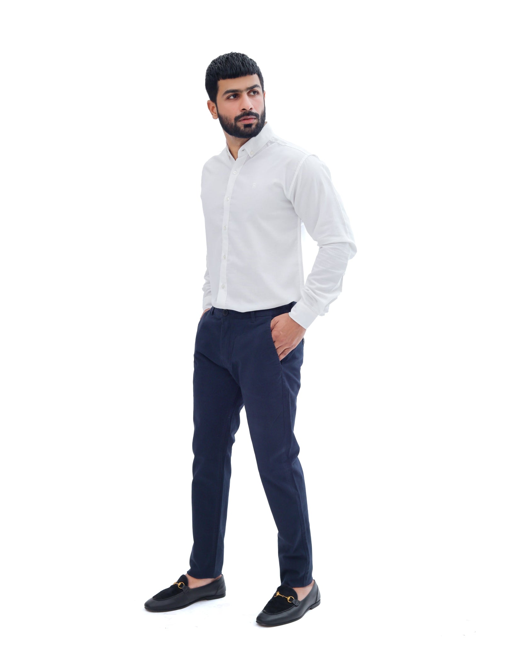 Navy Blue Cotton Pant - Smart FitPantGarderobe Clothing