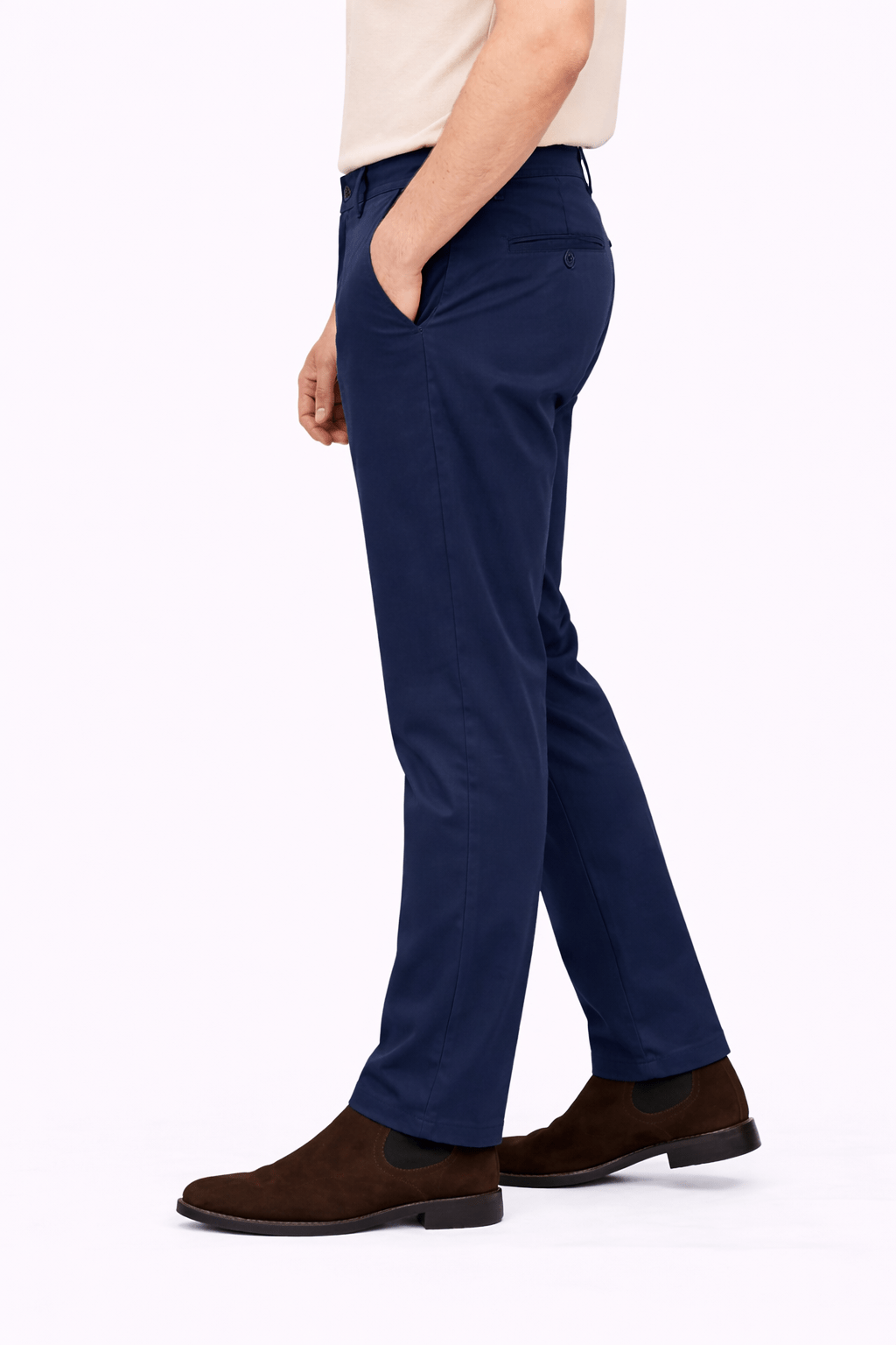 Navy Blue Cotton Pant - Straight FitPantGarderobe Clothing