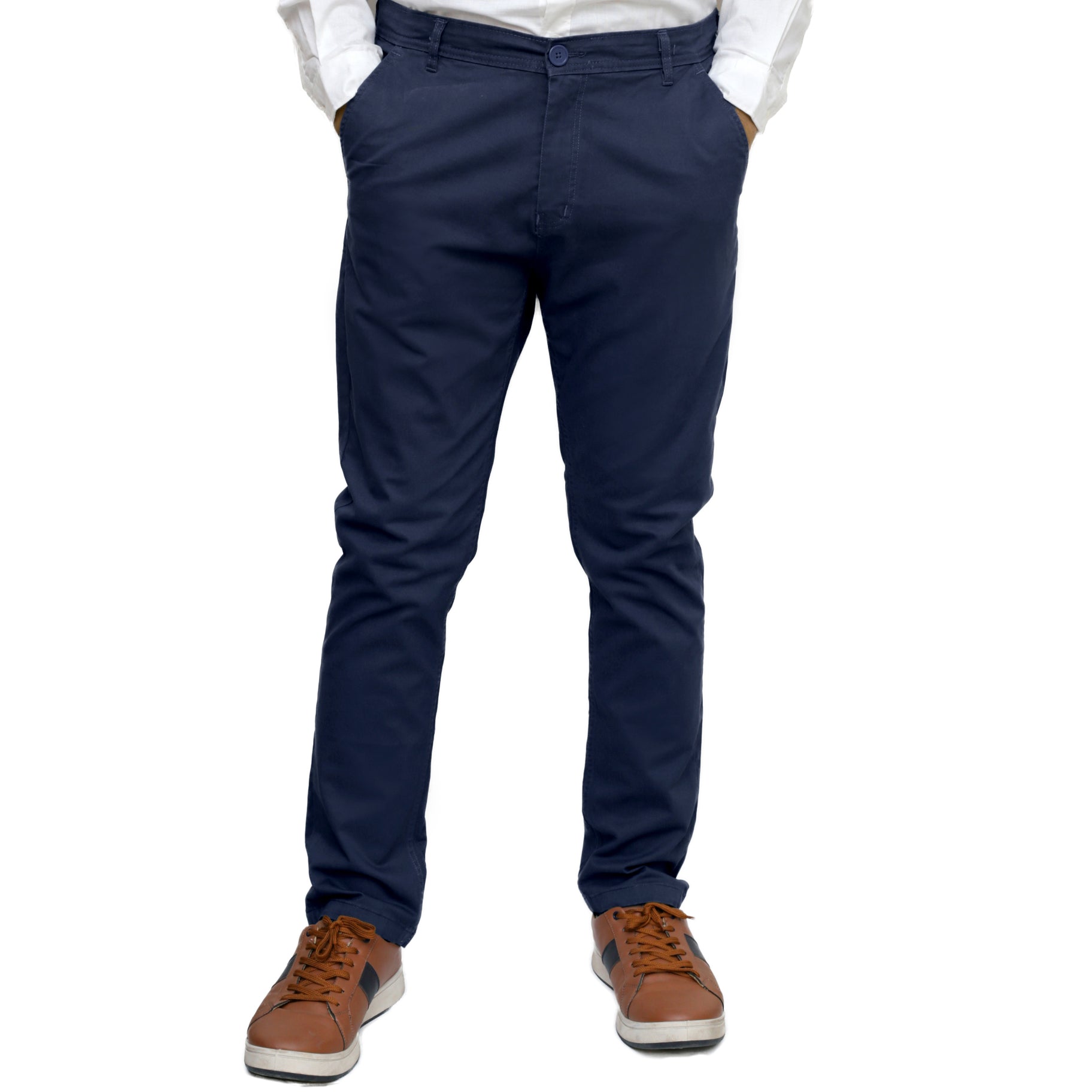 Navy Blue Cotton Pant - Straight FitPantGarderobe Clothing