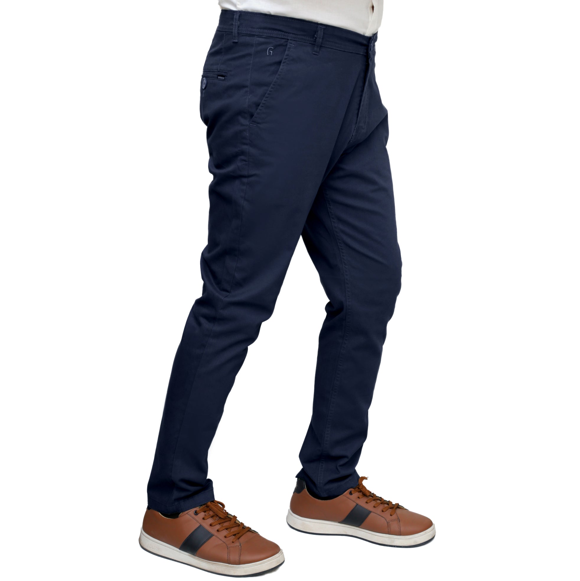 Navy Blue Cotton Pant - Straight FitPantGarderobe Clothing