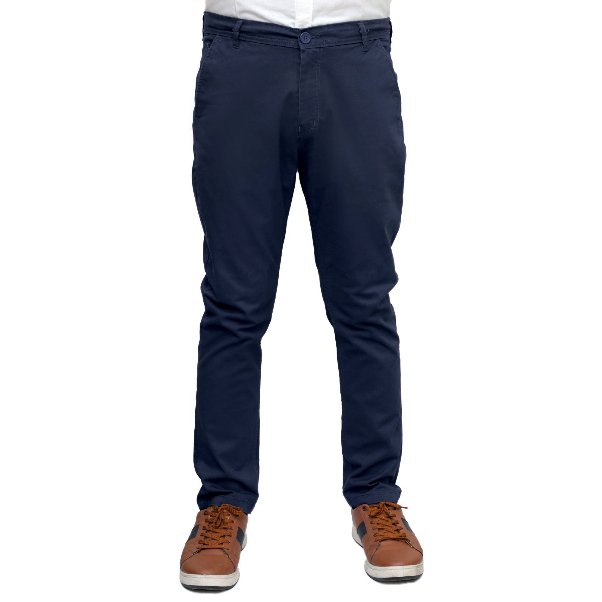 Navy Blue Cotton Pant - Straight FitPantGarderobe Clothing