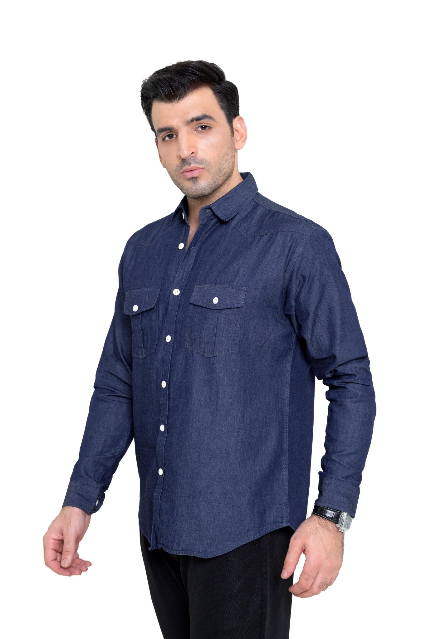 NAVY BLUE DENIM SHIRTshirtGarderobe Clothing