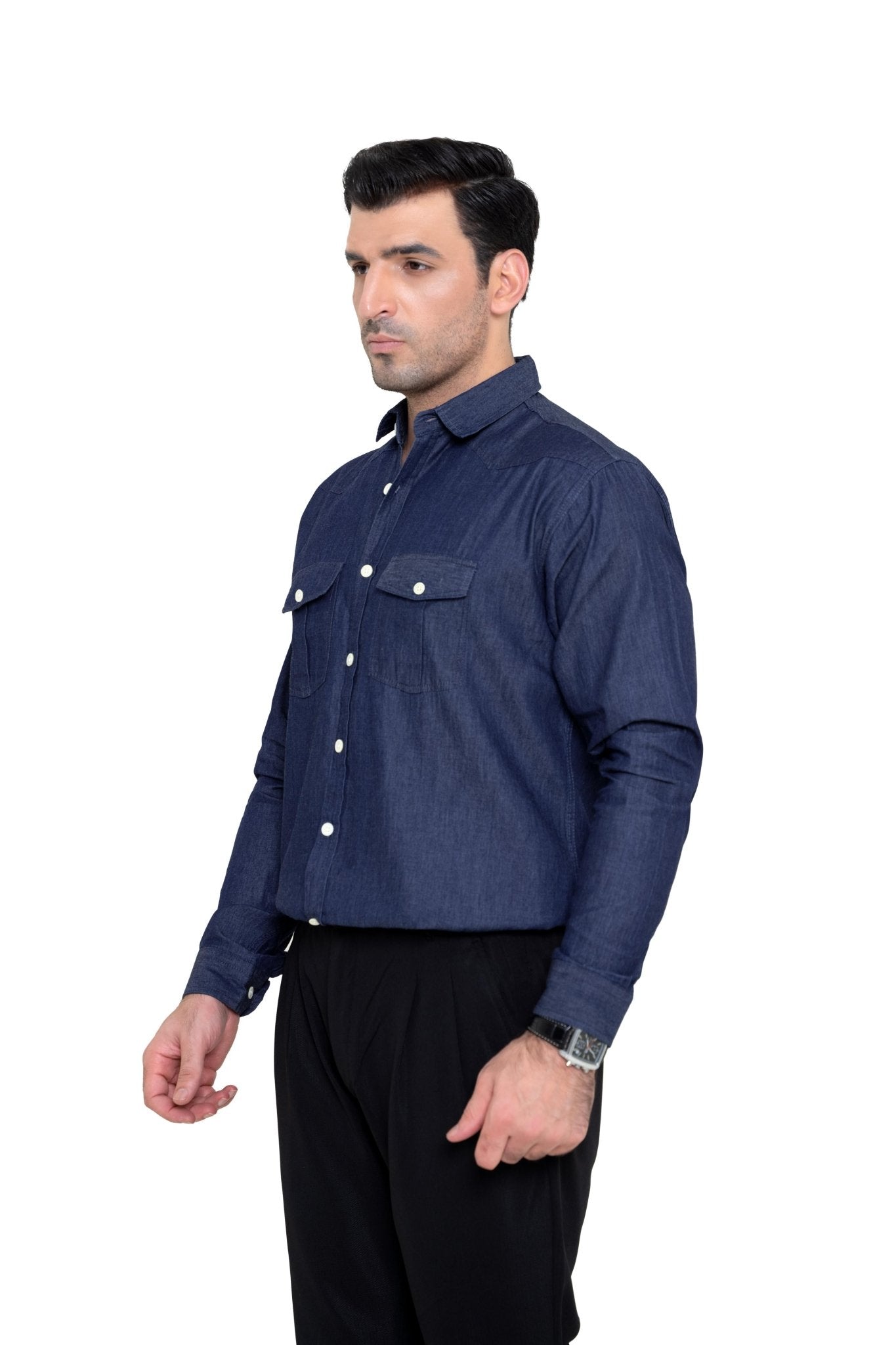 NAVY BLUE DENIM SHIRTshirtGarderobe Clothing
