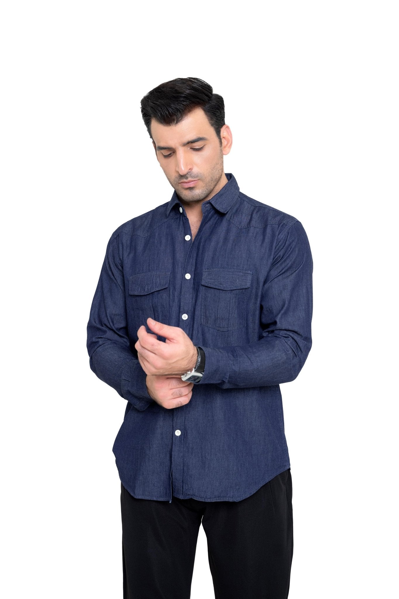 NAVY BLUE DENIM SHIRTshirtGarderobe Clothing