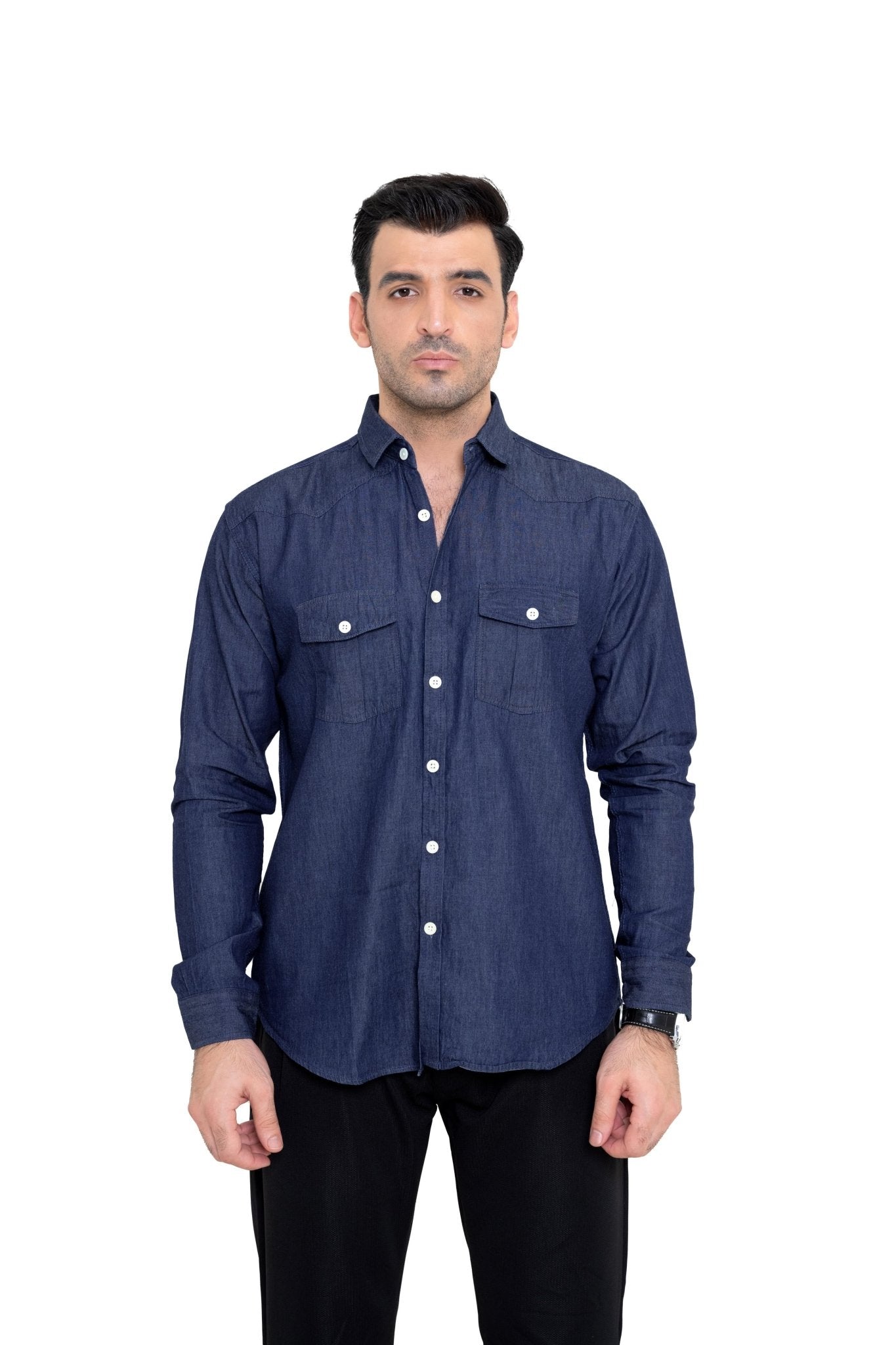 NAVY BLUE DENIM SHIRTshirtGarderobe Clothing