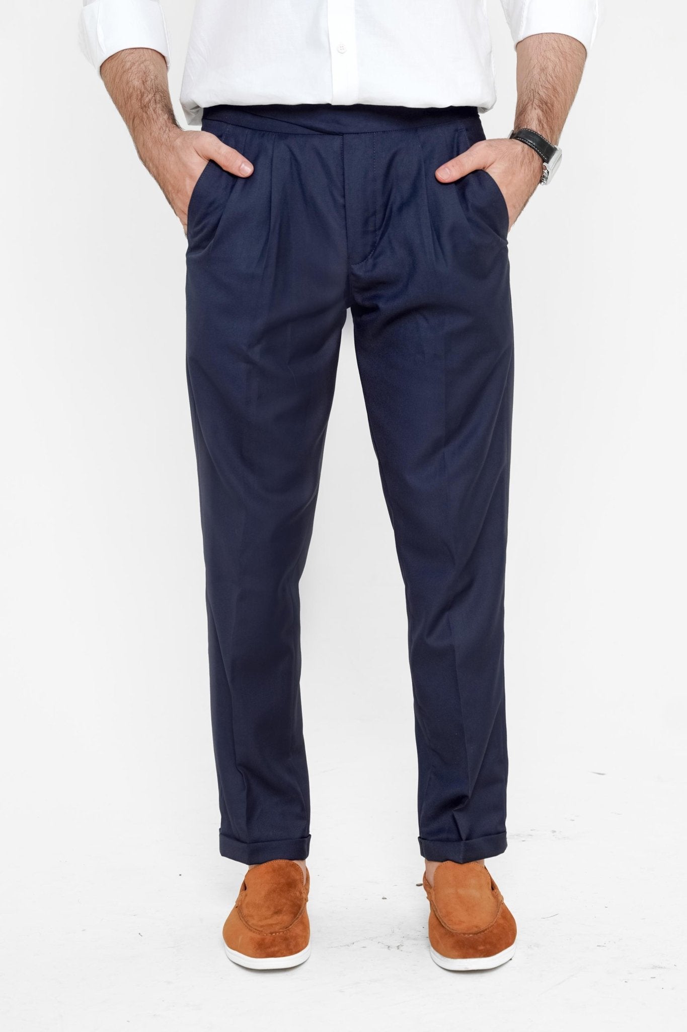 Navy Blue Gurkha Pant - Regular FitPantGarderobe Clothing