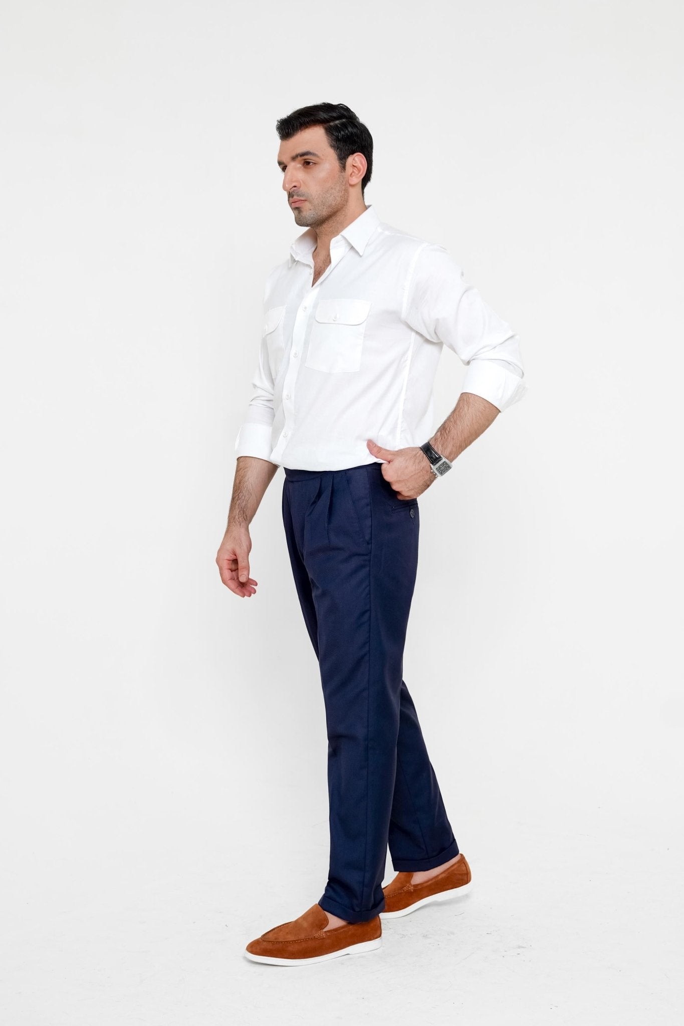 Navy Blue Gurkha Pant - Regular FitPantGarderobe Clothing