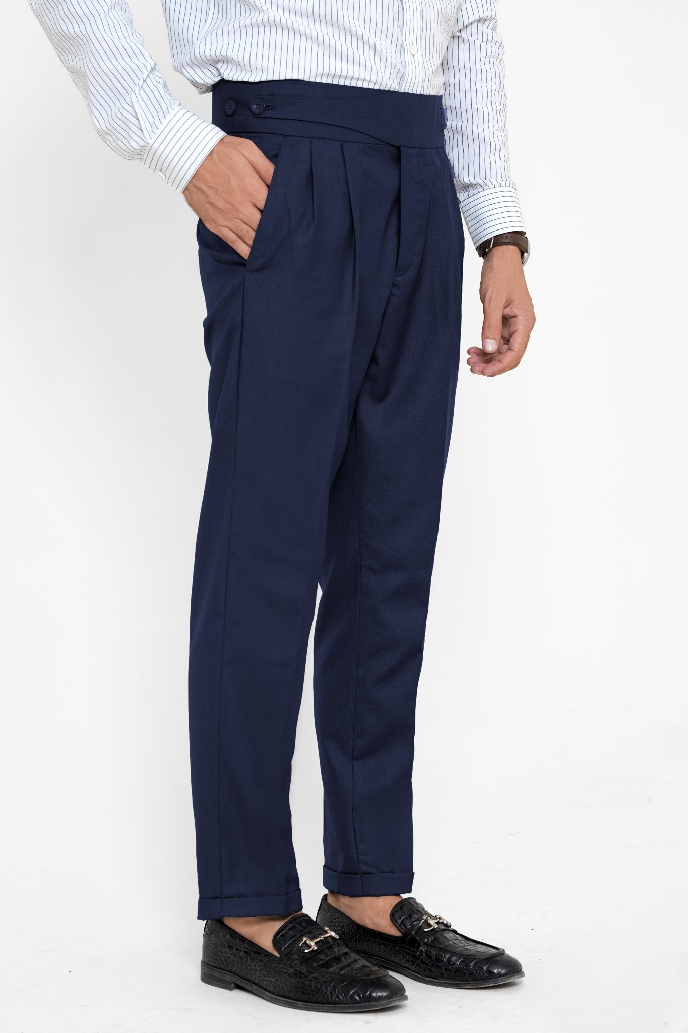 Navy Blue Gurkha Pant - Regular FitPantGarderobe Clothing