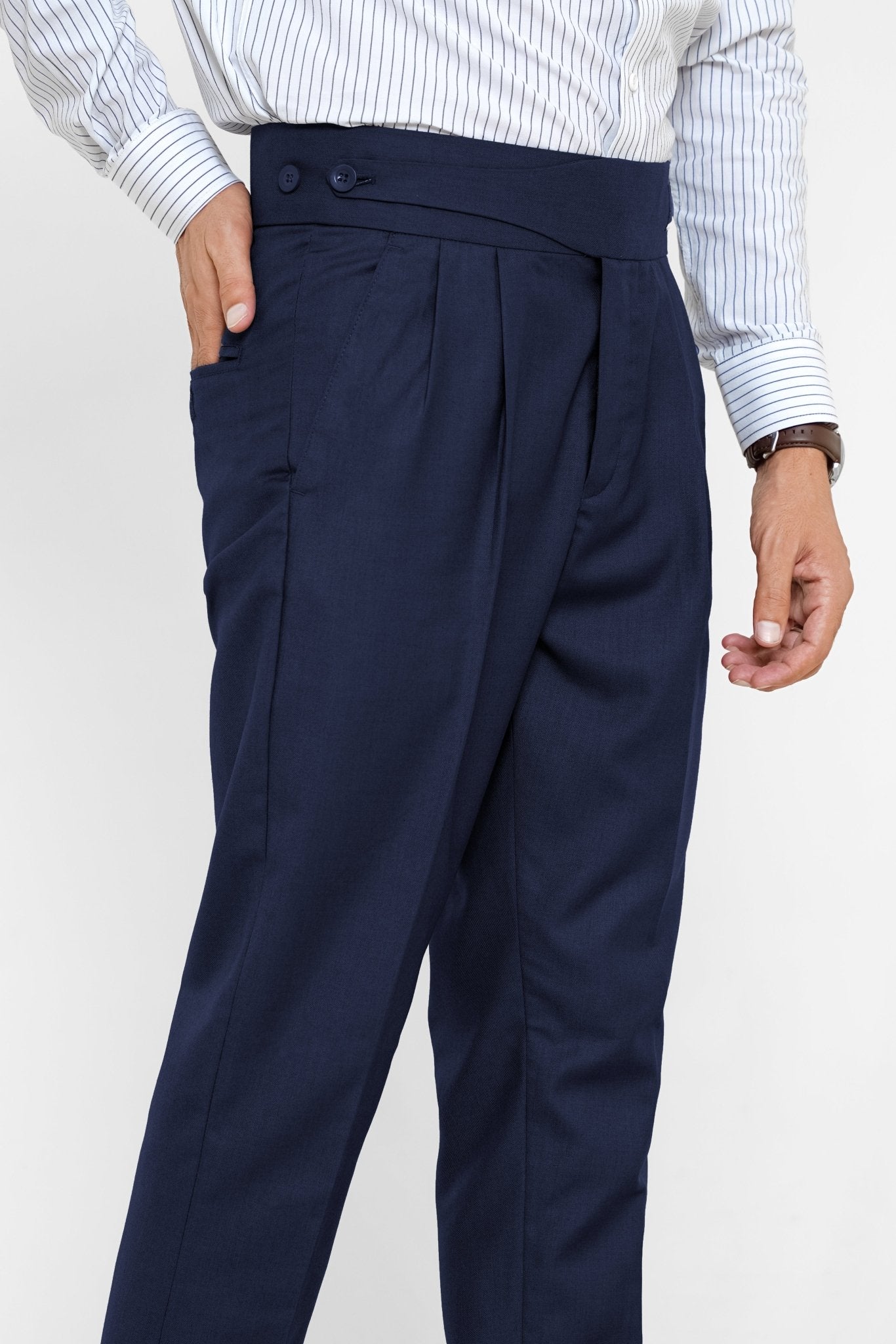 Navy Blue Gurkha Pant - Regular FitPantGarderobe Clothing