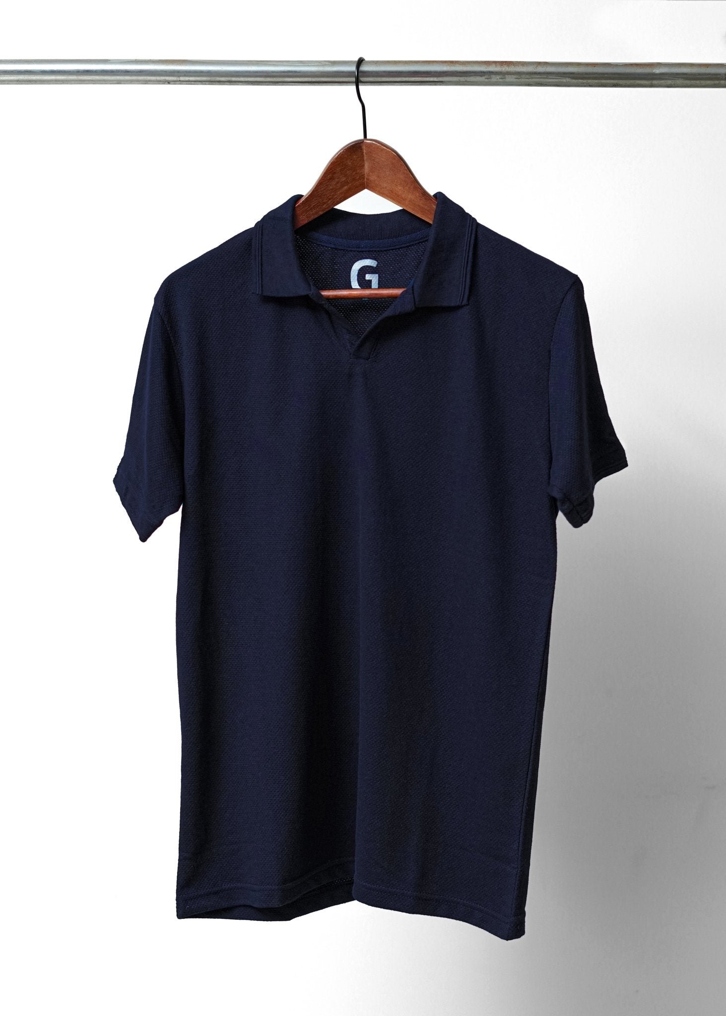 NAVY BLUE - Popcorn Polo ShirtGarderobe Clothing