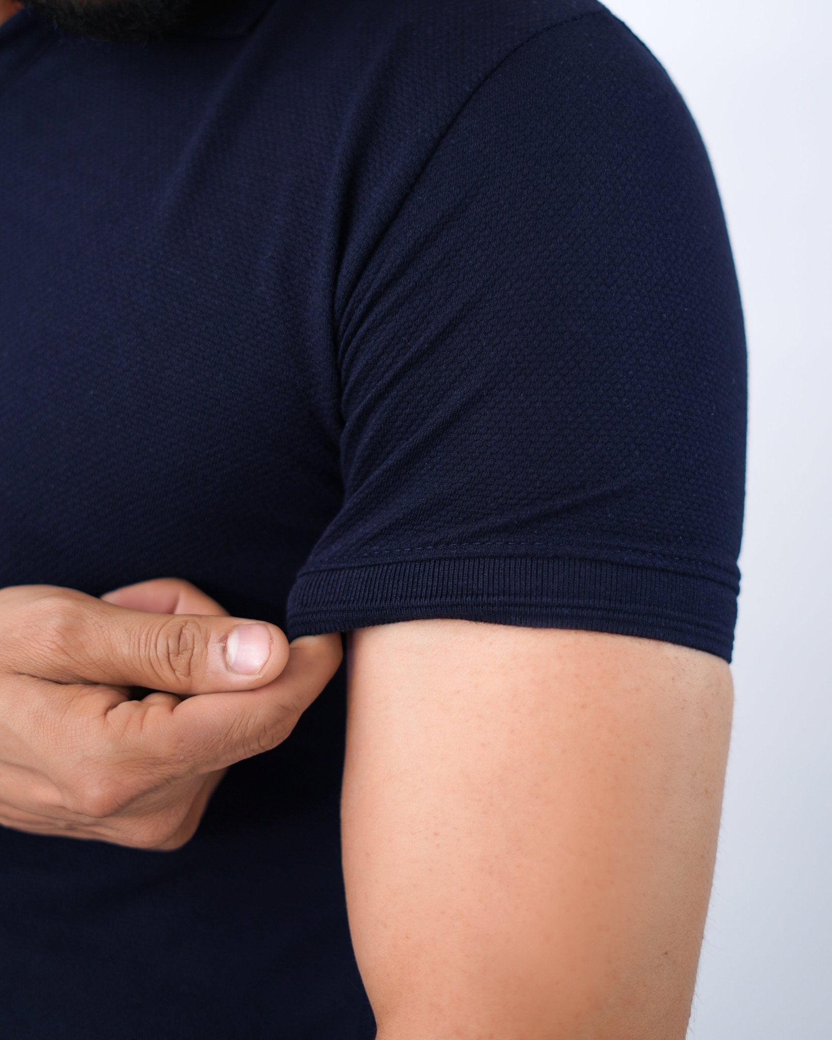 NAVY BLUE - Popcorn Polo ShirtGarderobe Clothing