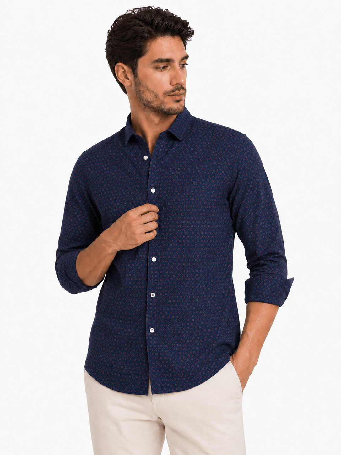Navy Polka Casual Shirtcasual shirtGarderobe Clothing