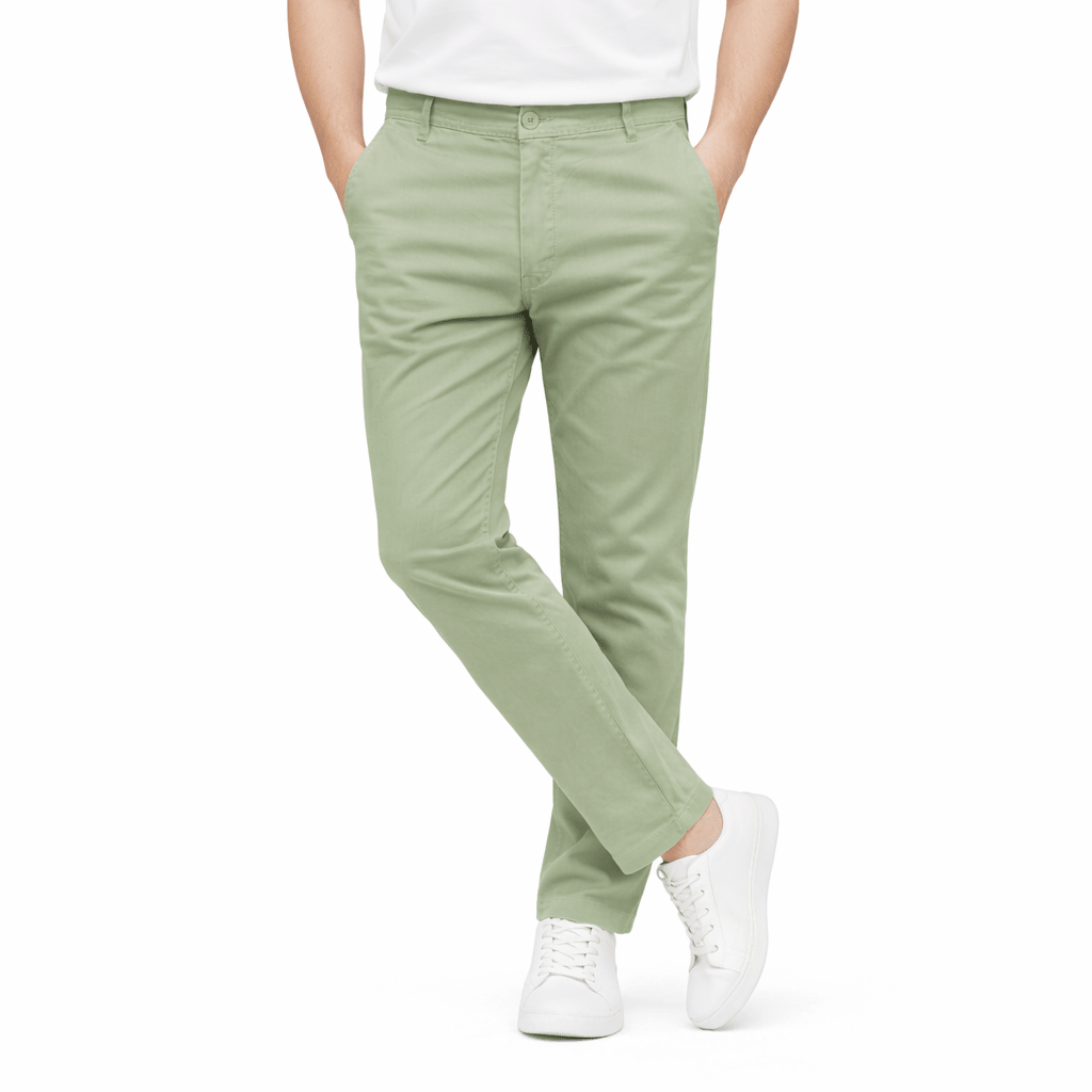 Olive Green Cotton Pant - Straight FitPantGarderobe Clothing