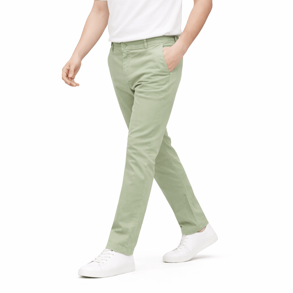 Olive Green Cotton Pant - Straight FitPantGarderobe Clothing