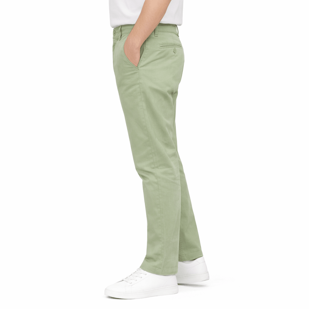 Olive Green Cotton Pant - Straight FitPantGarderobe Clothing