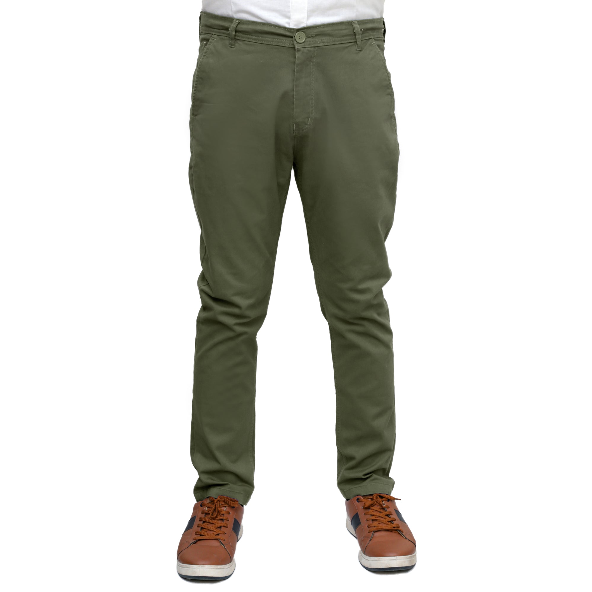 Olive Green Cotton Pant - Straight FitPantGarderobe Clothing
