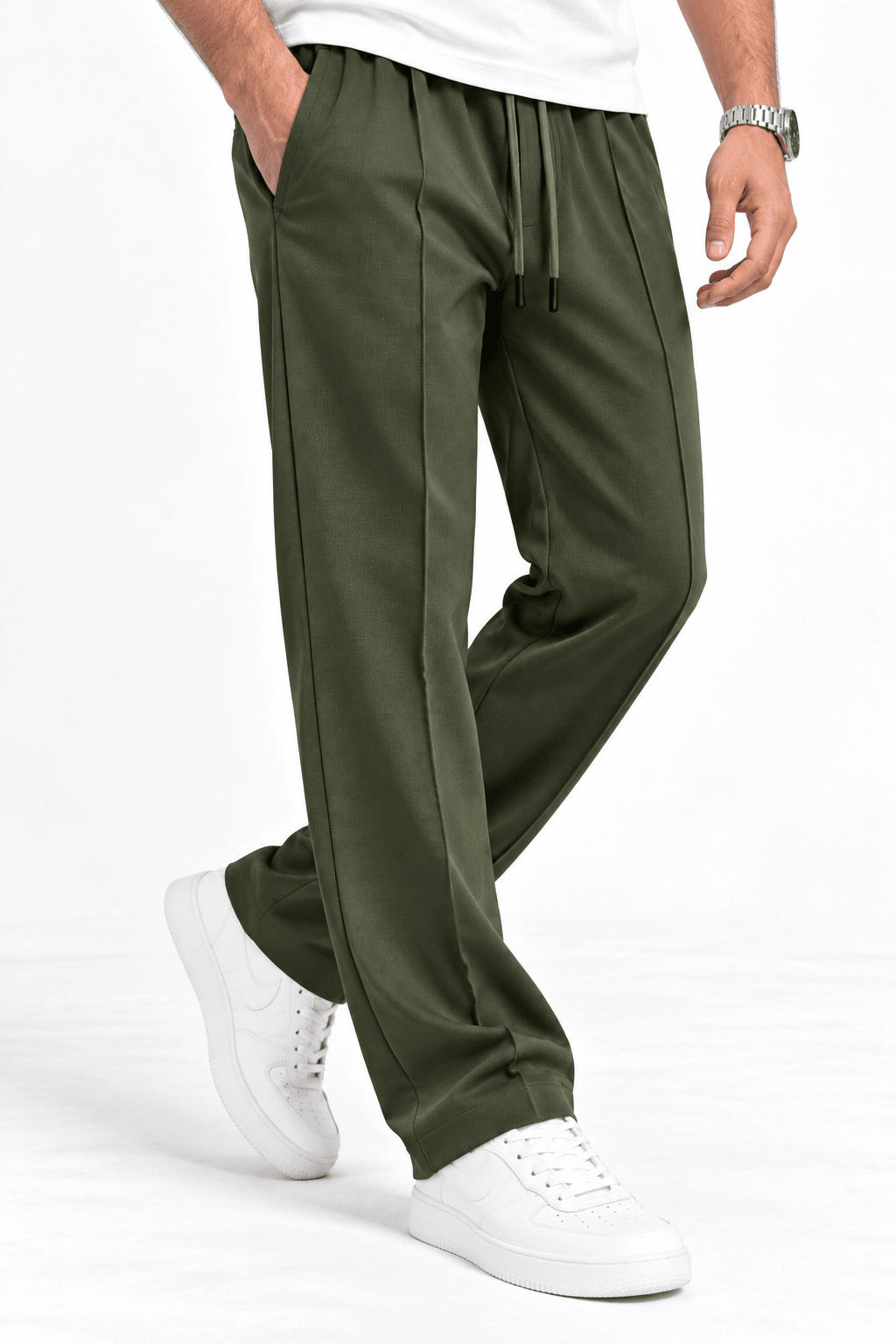 Olive Pleated - Korean TrouserGarderobe Clothing