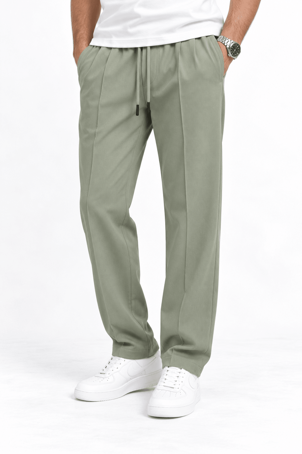 Olive Pleated - Korean TrouserGarderobe Clothing