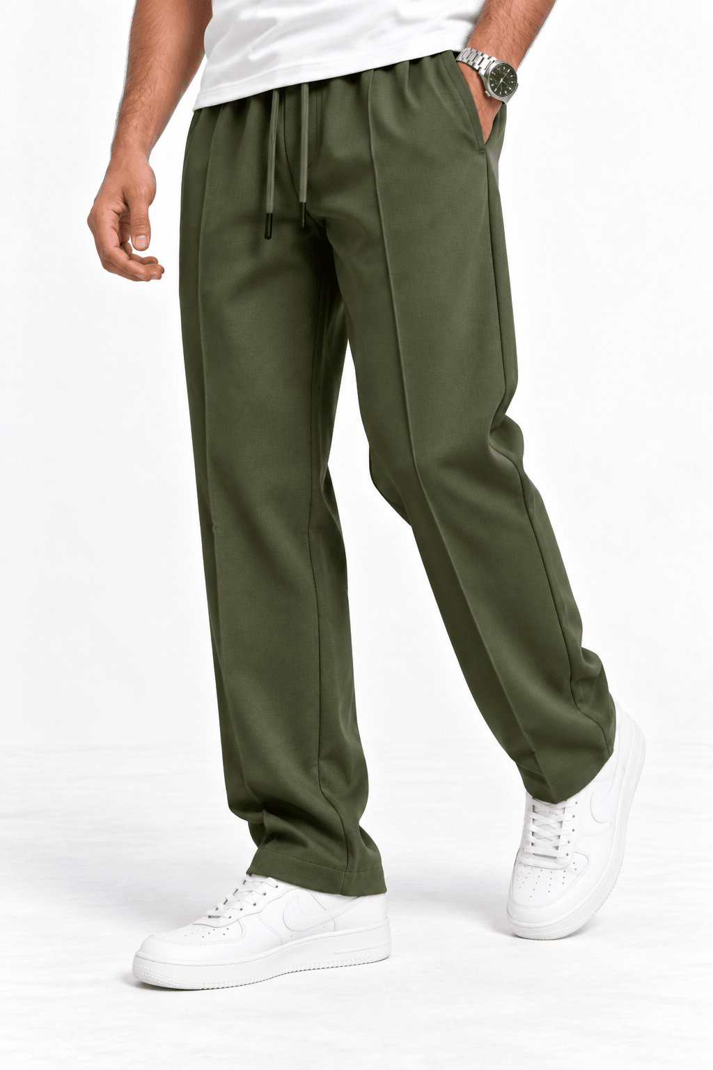 Olive Pleated - Korean TrouserGarderobe Clothing